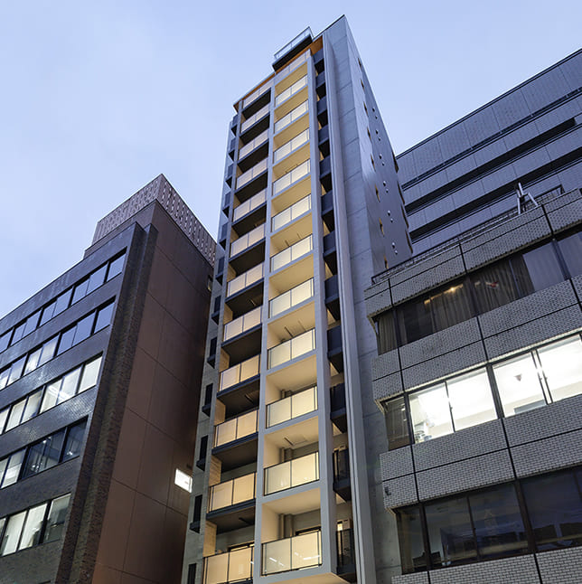 IPSE御成門 北西面外観(夕景)